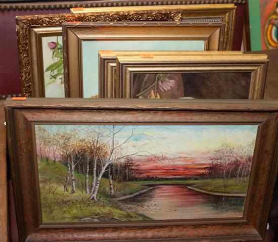 Appraisal: Jenny Briggs Seven framed oil paintings Estimate - No condition