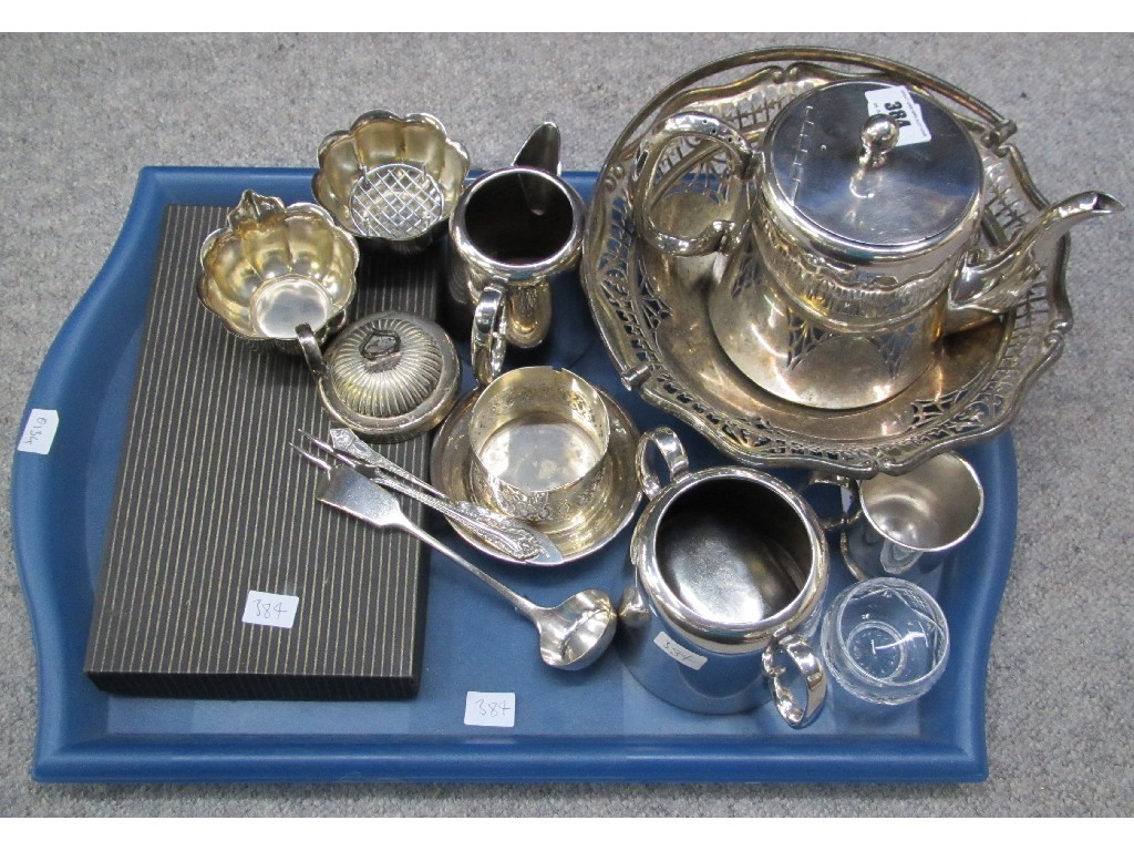 Appraisal: Tray lot of EP - hotelware basket etc