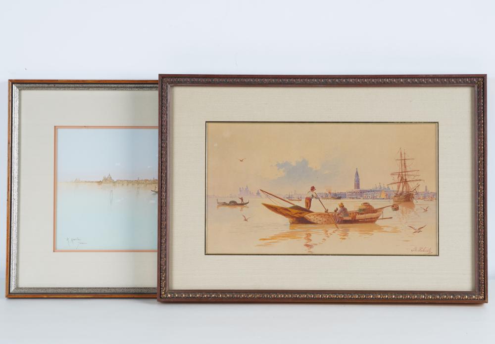 Appraisal: TWO WATERCOLORS OF THE GRAND CANAL VENICEwatercolor one by Rafaelle