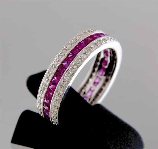 Appraisal: Ruby and diamond eternity ring French-cut rubies ctw and round