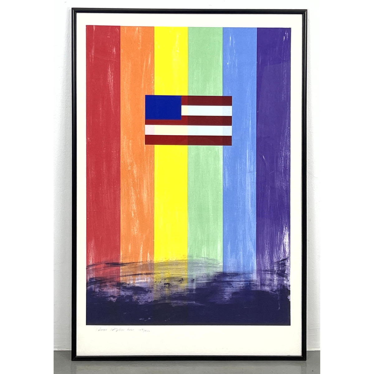 Appraisal: RON BLECKNER LGBTQ Flag Lithograph Signed Dimensions H inches W