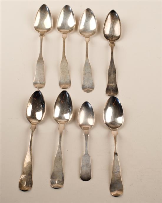 Appraisal: Eight Coin Silver Spoons four by Palmer Bachelder of Boston