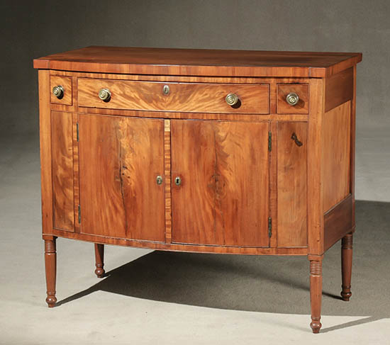 Appraisal: Federal Mahogany Small Bow-Front Sideboard Probably Massachusetts Circa Having three