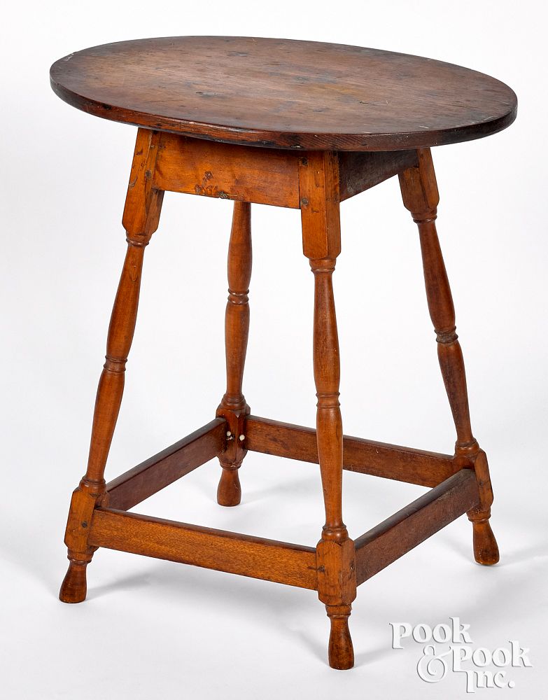 Appraisal: Diminutive pine and maple splay leg stand Diminutive pine and