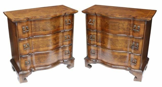 Appraisal: pair Italian Baroque style walnut nightstands th c banded top