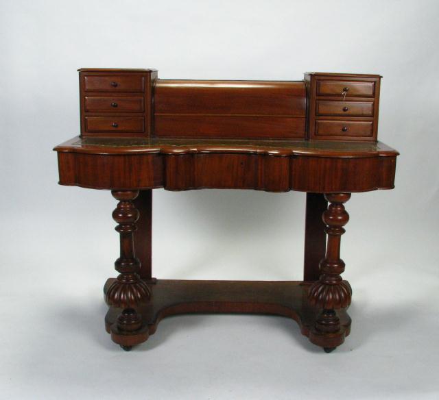 Appraisal: Antique English mahogany writing desk with tooled leather insert top