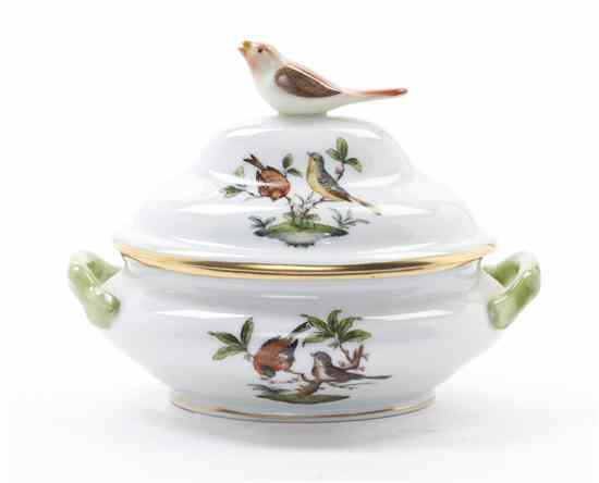 Appraisal: A Herend Covered Sugar Bowl in the Rothschild pattern of