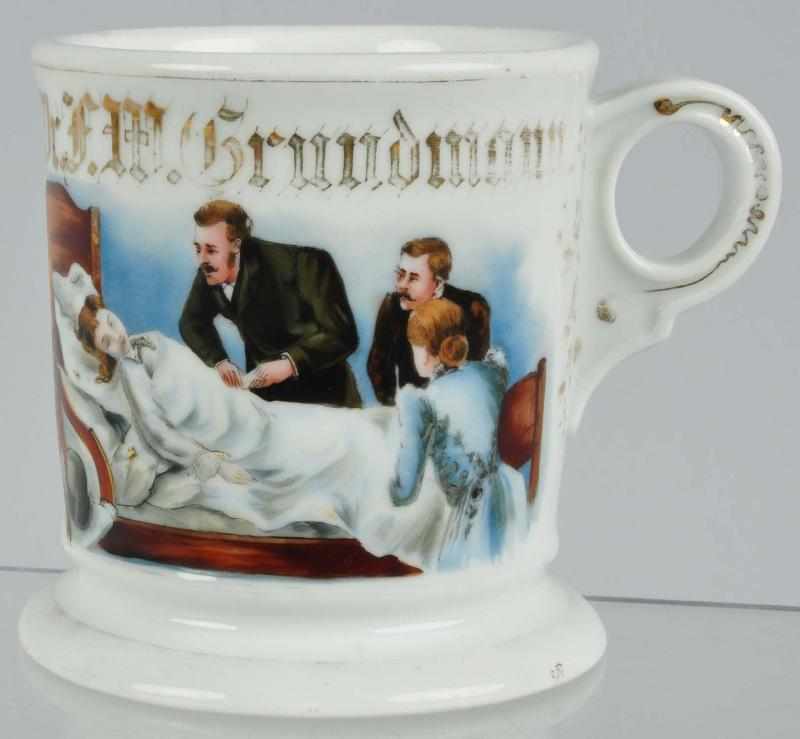 Appraisal: Doctor Shaving Mug Description Fantastic image of doctor at bedside