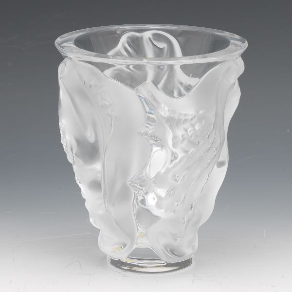 Appraisal: LALIQUE CONCH SHELL VASE x Clear and frosted glass vase