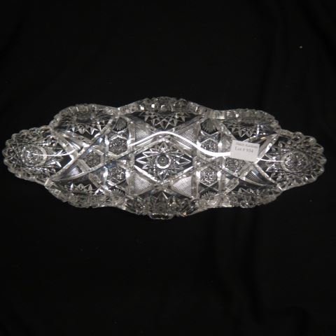 Appraisal: Cut Glass Celery Dish blown-out hobstars fold in design unusual