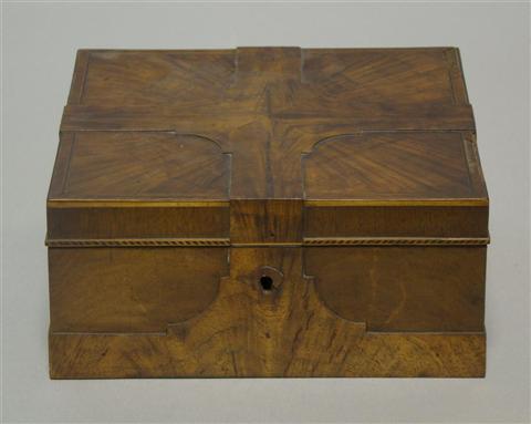 Appraisal: VICTORIAN VENEERED WOOD JEWELRY BOX The square casket fitted with