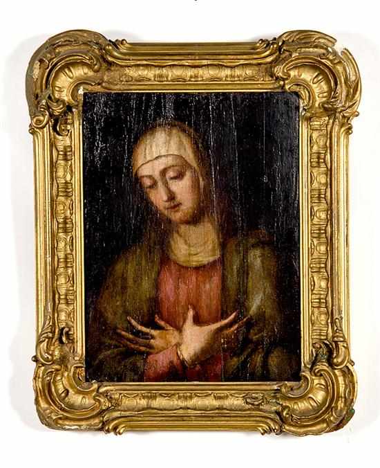 Appraisal: Continental school th th century MADONNA oil on panel framed