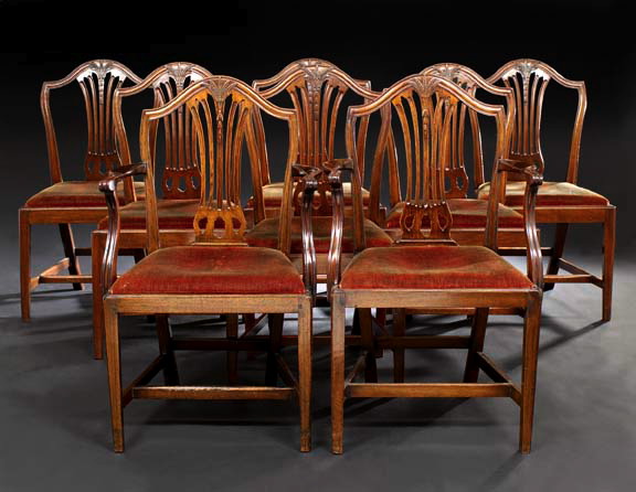 Appraisal: Suite of Eight George III-Style Mahogany Dining Chairs early th