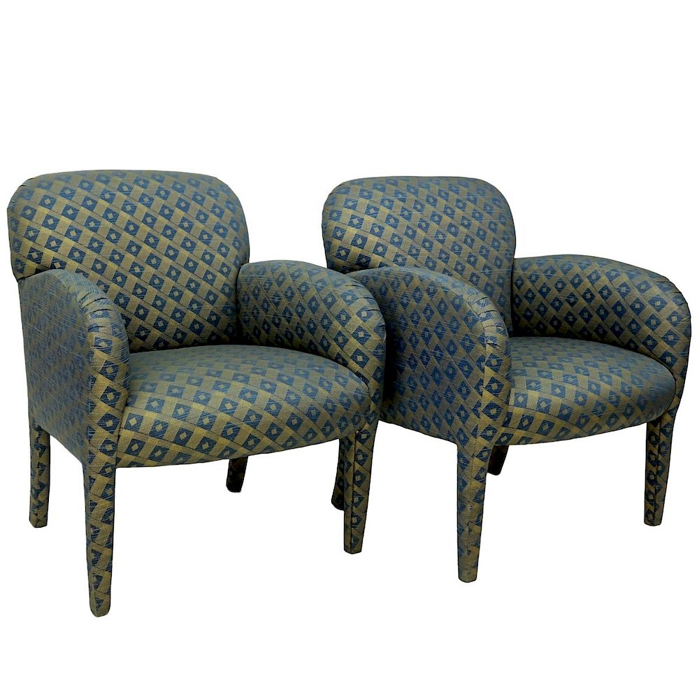 Appraisal: Pair Modern Upholstered Armchairs Pair of Modern Upholstered Armchairs Unsigned