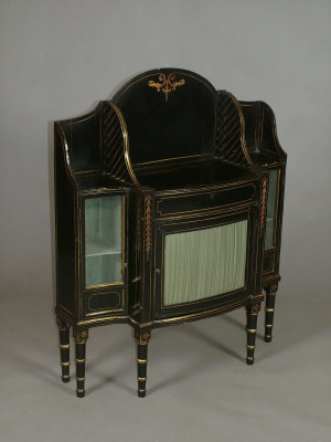 Appraisal: A Victorian painted and parcel gilt breakfront side cabinet the