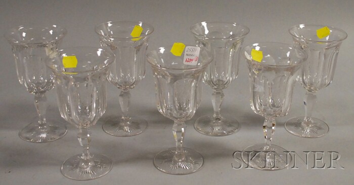 Appraisal: Set of Seven Colorless Old Colony Pattern Cut Glass Goblets