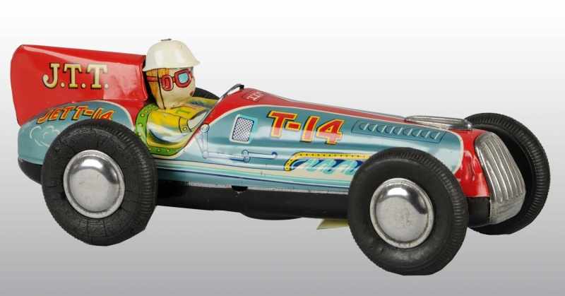 Appraisal: Tin Jet Race Car Friction Toy Description Japanese Working Marked