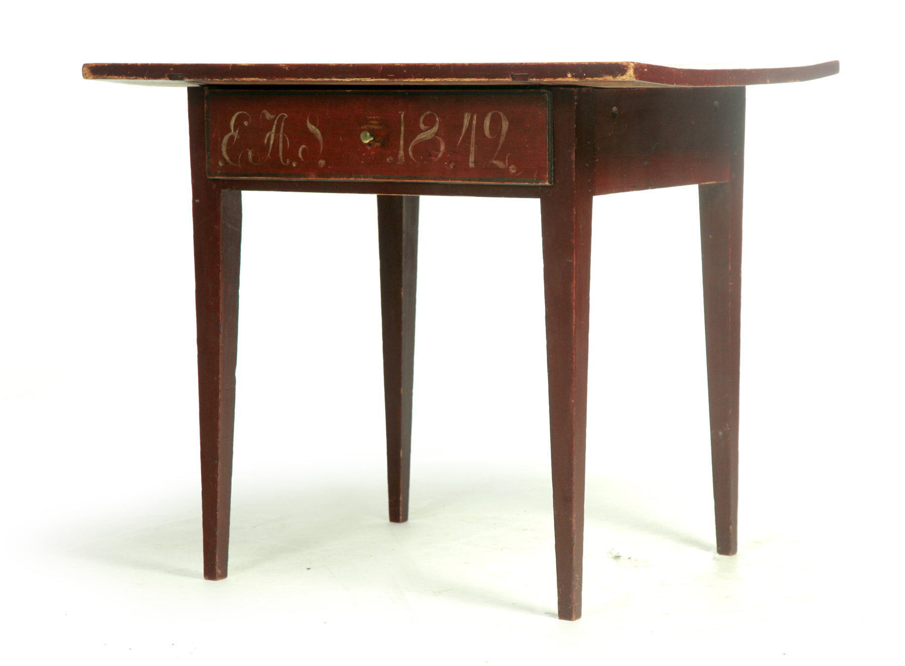 Appraisal: PAINTED PIN TOP ONE-DRAWER WORK TABLE American th century Tapered