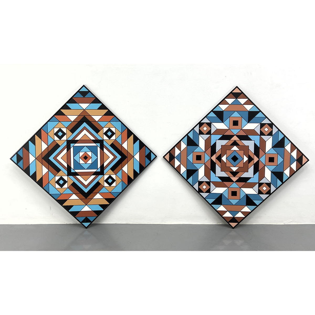 Appraisal: pc Square J H HENIG Geometric Acrylic Paintings on Board