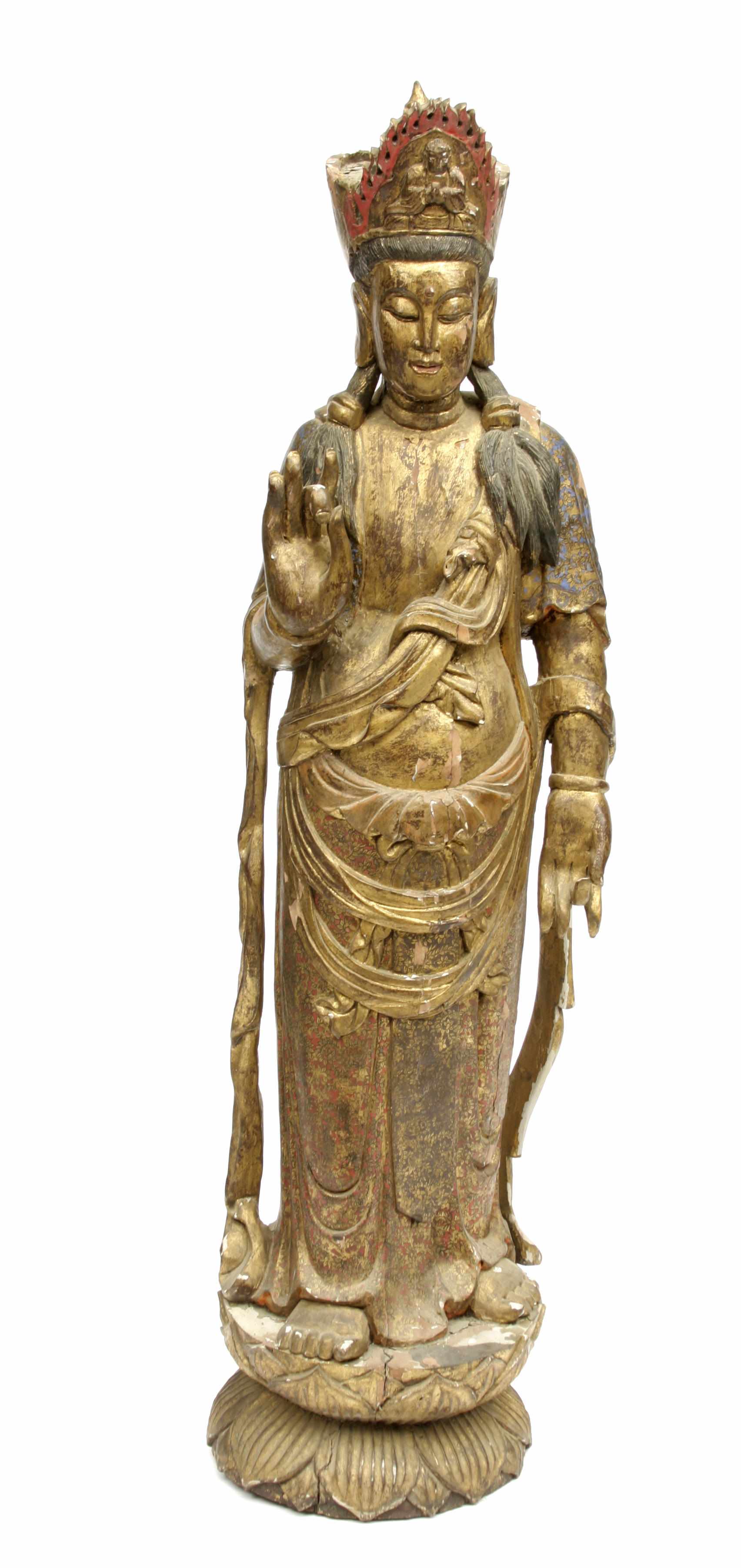 Appraisal: A Chinese gilt and lacquer figure of Guanyin height in