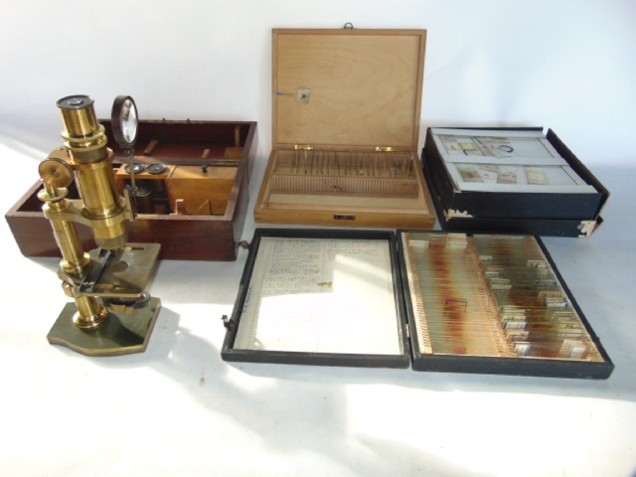 Appraisal: A good quality th century French locking brass scientific microscope