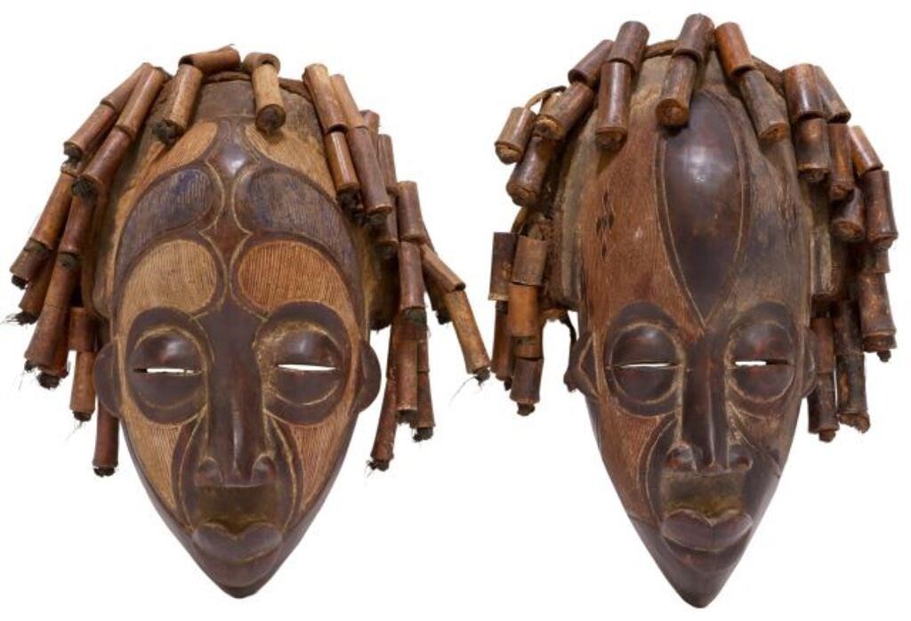 Appraisal: lot of African carved masks the Chokwe peoples Angola and