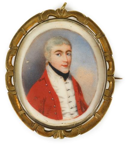 Appraisal: English School th th centuryminiature portrait of english soldier