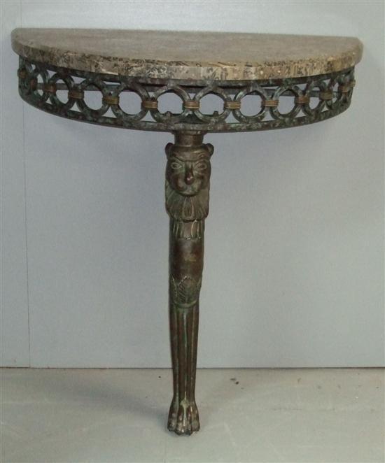 Appraisal: Two matching th century marble and bronze demi lune side