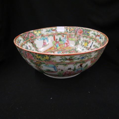 Appraisal: Chinese Rose Medallion Porcelain Bowl diameter deep circa figures birds