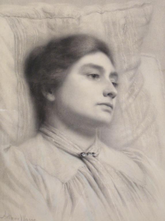 Appraisal: ARTHUR WASSE Deep in Thought signed and indistinctly dated charcoal