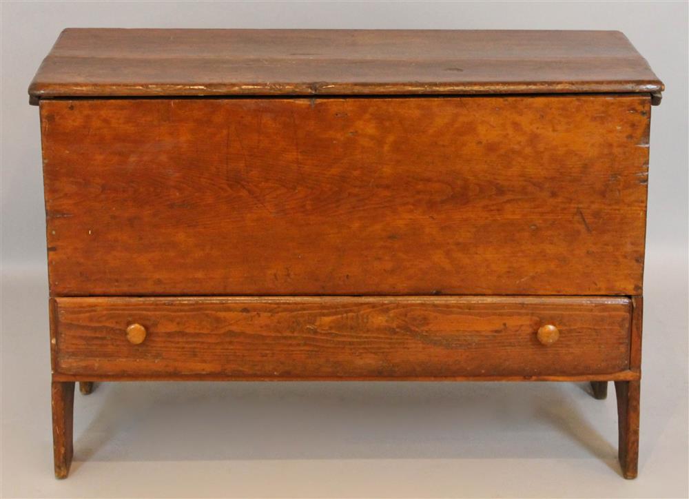 Appraisal: AMERICAN RED STAINED BLANKET CHEST having a flat molded top