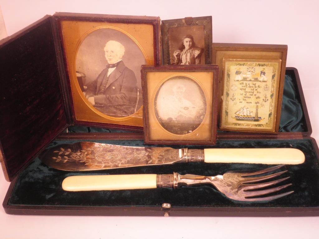 Appraisal: A set of silver plated fish knives and forks a