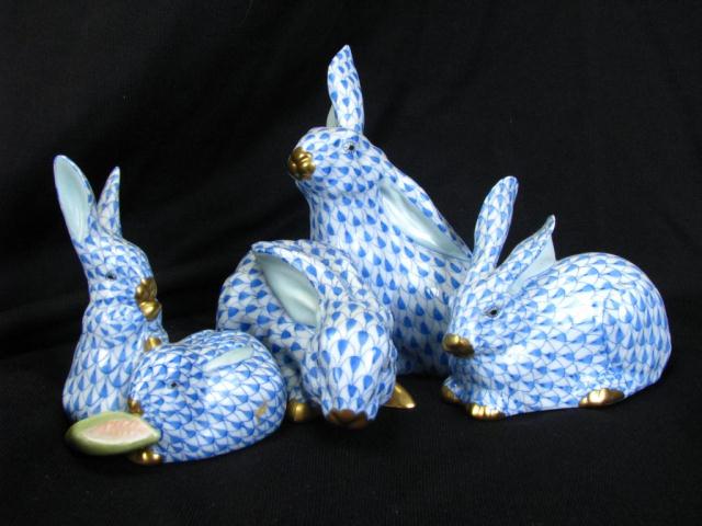 Appraisal: Group of Three Herend Porcelain Rabbit Figures tallest figure is