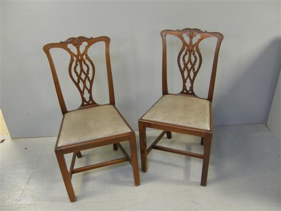 Appraisal: Set of six mahogany Chippendale style dining chairs with drop