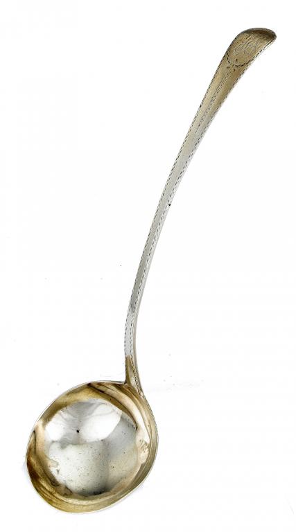 Appraisal: A GEORGE III BRIGHT CUT SOUP LADLE Old English pattern