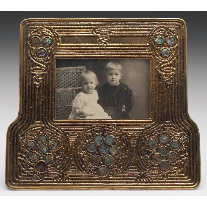 Appraisal: Tiffany Studios frame bronze in the Abalone pattern original gold