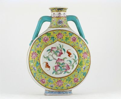 Appraisal: A Chinese famille rose moon flask decorated with peaches and