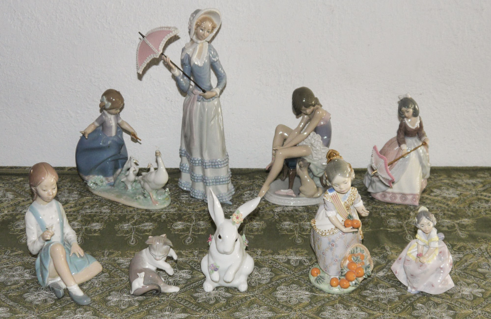 Appraisal: LLADRO PORCELAIN FIGURINES piece estate lot to include GIRL with