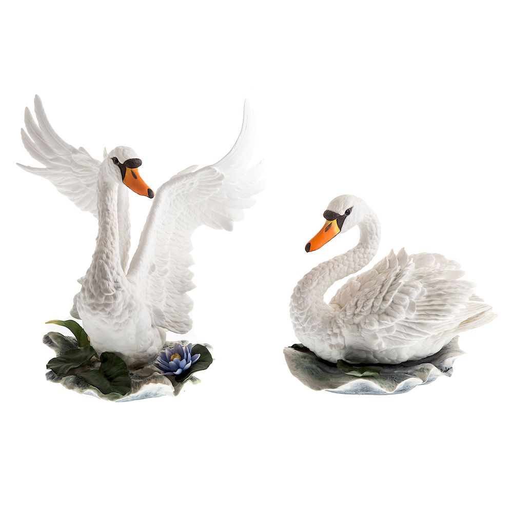 Appraisal: Pair Boehm porcelain Mute Swans with printed marks numbers and