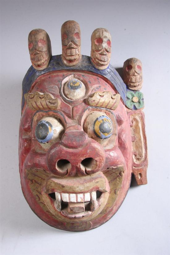 Appraisal: TIBETAN POLYCHROME WOOD MASK - in high