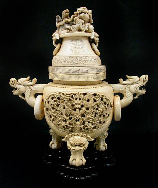 Appraisal: A Chinese carved ivory censer height in width in depth