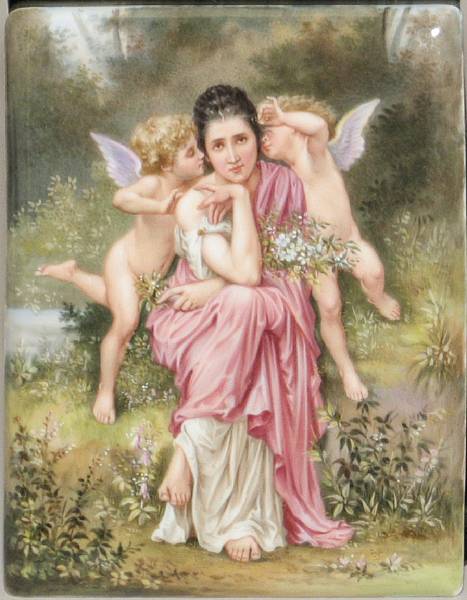 Appraisal: A German porcelain plaque allegorical of love late th early