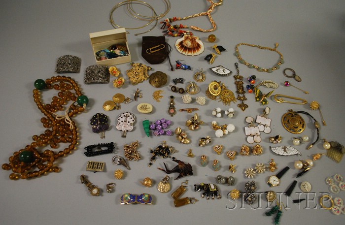 Appraisal: Large Group of Costume Jewelry including cut steel buckles brooches