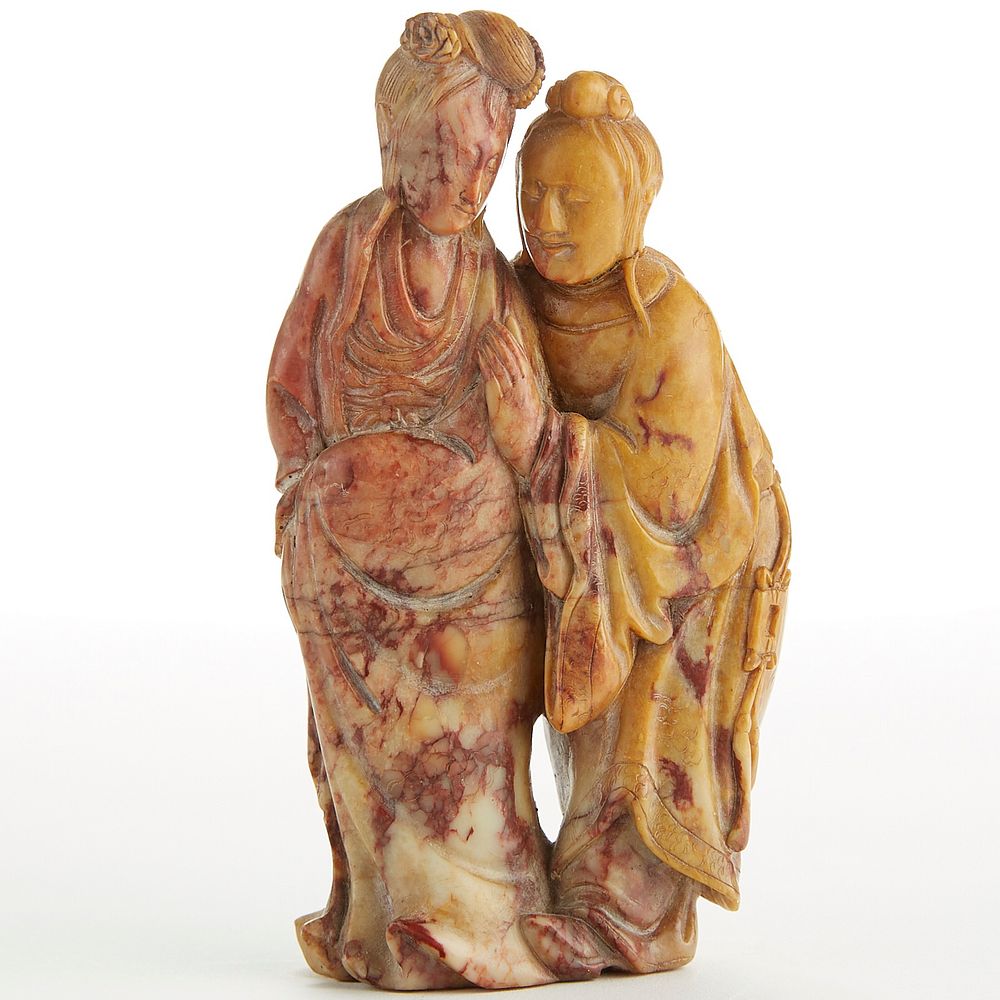 Appraisal: Chinese Soapstone Carving of a Pair of Figures An exceptionally