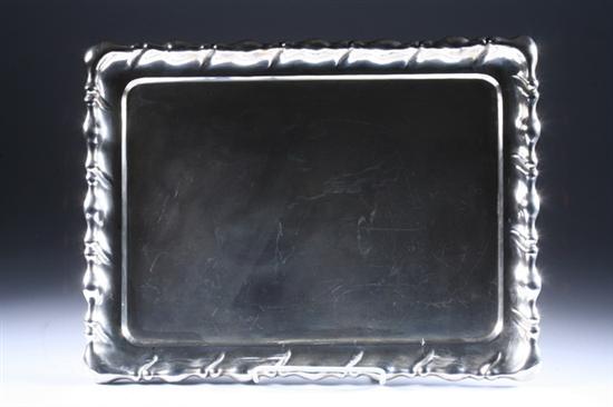 Appraisal: STERLING SILVER SERVING TRAY Circa s Mexican or Peruvian Rectangular