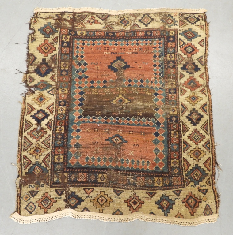 Appraisal: GEOMETRIC KAZAK RUG Middle East Circa Navy blue blue rust