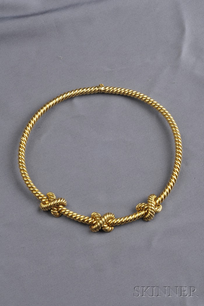 Appraisal: kt Gold Necklace designed as twisted and hinged gold segments