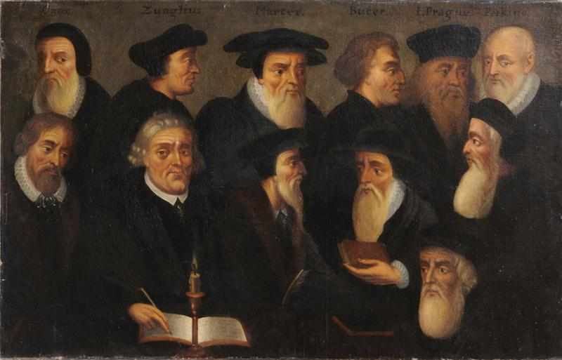 Appraisal: GERMAN SCHOOL GROUP PORTRAIT OF MARTIN LUTHER AND FOLLOWERS Oil