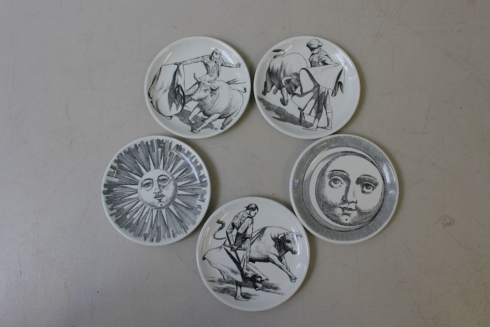 Appraisal: MIDCENTURY Set Of Fornasetti Porcelain Plates From a Scarsdale estate