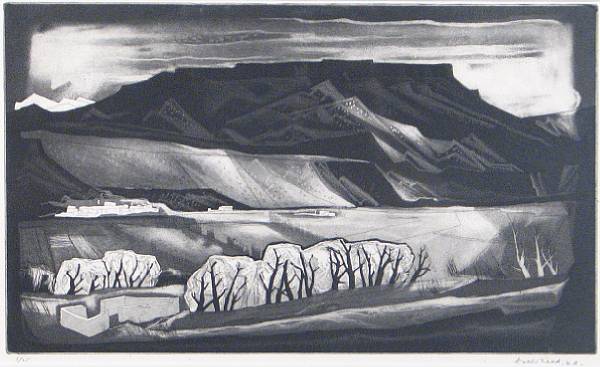 Appraisal: Doel Reed Landscape Aquatint signed and numbered in pencil framed